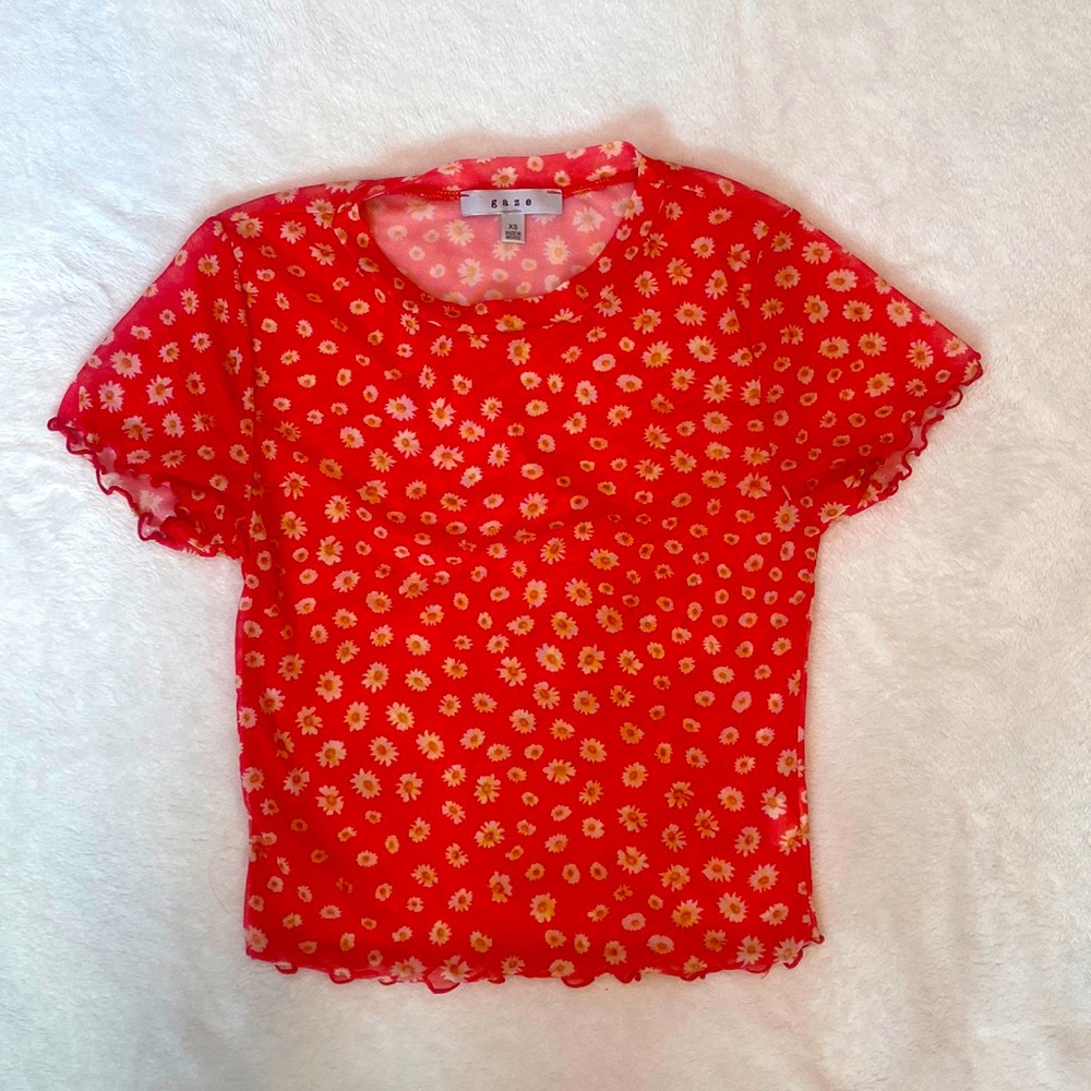 Pink floral extra small gaze brand T-shirt
